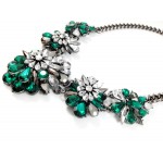Apolonia Emerald Marquise Jewel Crystal Cluster Statement Necklace 