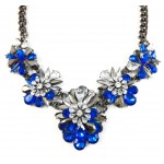 Sapphire Marquise Jewel Crystal Cluster Statement Necklace
