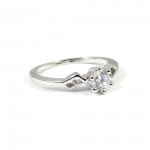 Solitaire Geo Crystal Cubic Zirconia Sterling Silver Ring