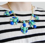 Juniper Breeze Floral Cabochon Statement Bib Necklace 