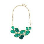 Teal Faceted Teardrop Stone Cluster Statement Bib Necklace 