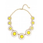 White Daisy Floral Bauble Stone Necklace