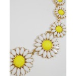 White Daisy Floral Bauble Stone Necklace