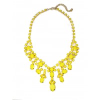 Yellow Bauble Stone Cluster Golden  Statement Bib Necklace